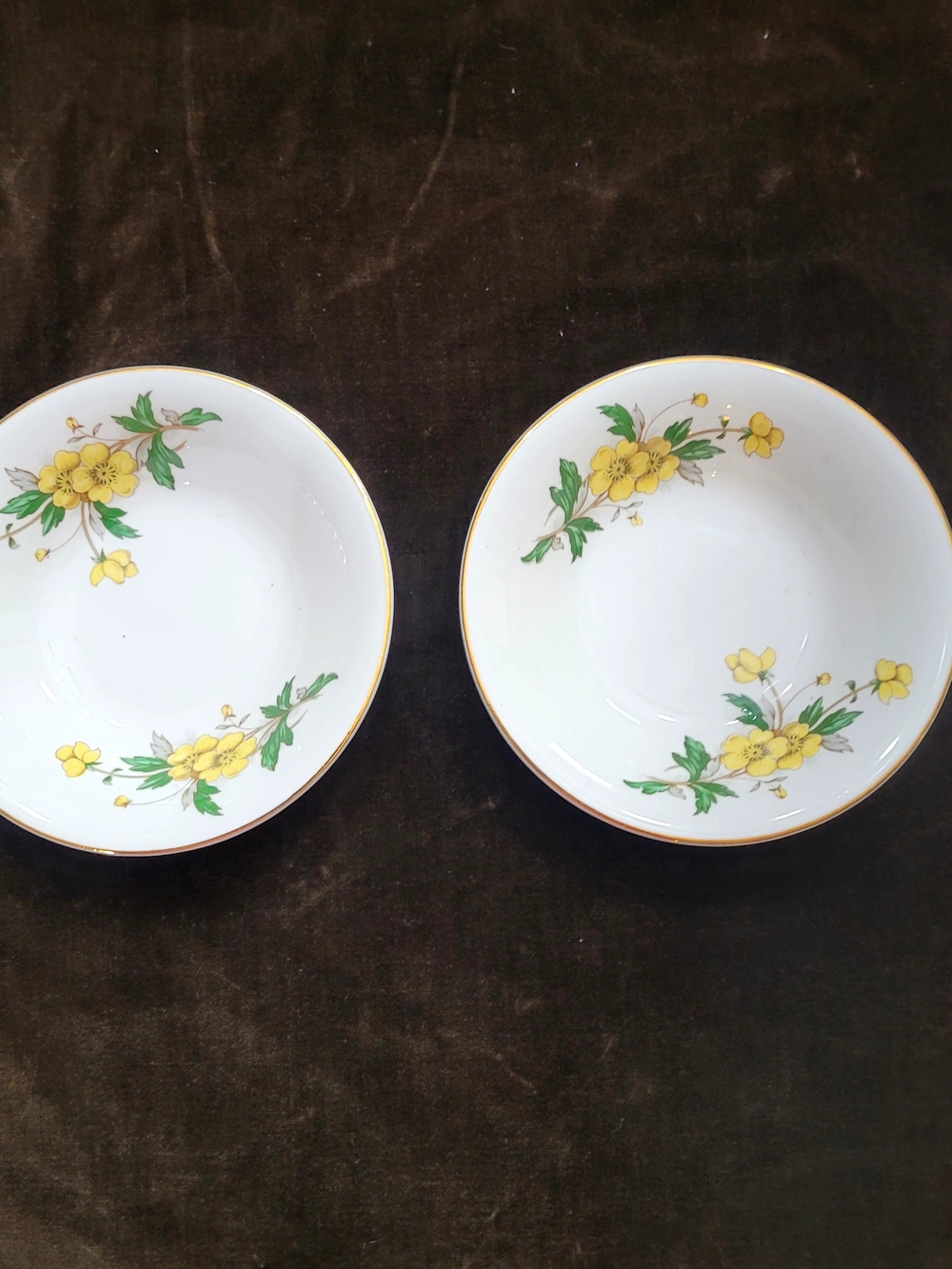 2 Vintage Knowles Yellow Buttercup China Berry Bowls 5 1/2" Knowles
